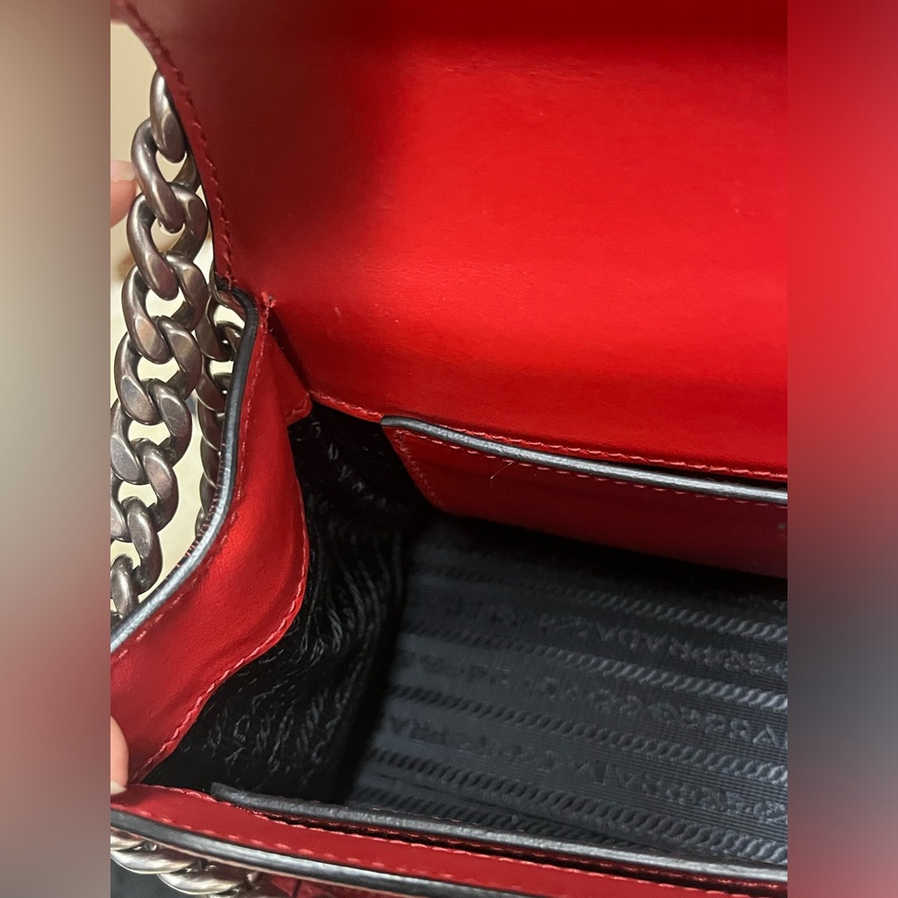 RARE✨Prada Red Monochrome Embellished small shoulder bag✨ - Picture 11 of 15